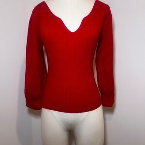 Lush Red V-Neck Women's Sweater